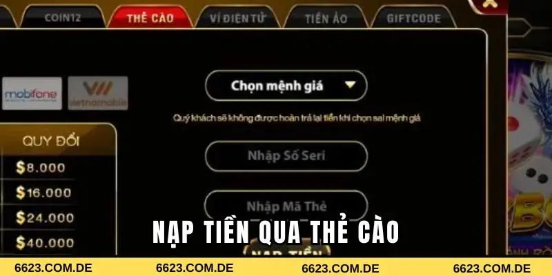 Hướng dẫn nạp vốn qua thẻ cào